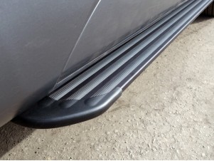 Пороги алюминиевые Slim Line Black для Mercedes-Benz GLK № MERGLK220D14-10B