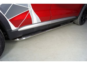 Пороги овальные гнутые с накладкой 75х42 мм для Changan CS75 plus II 2022 – н.в. CHANCS75PL23-07