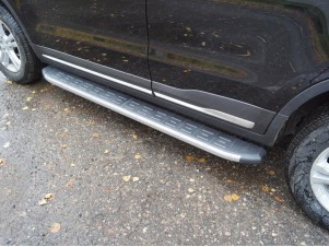 Пороги алюминиевые ТСС с накладкой серебристые для Geely Atlas № GEELEATL18-36SL